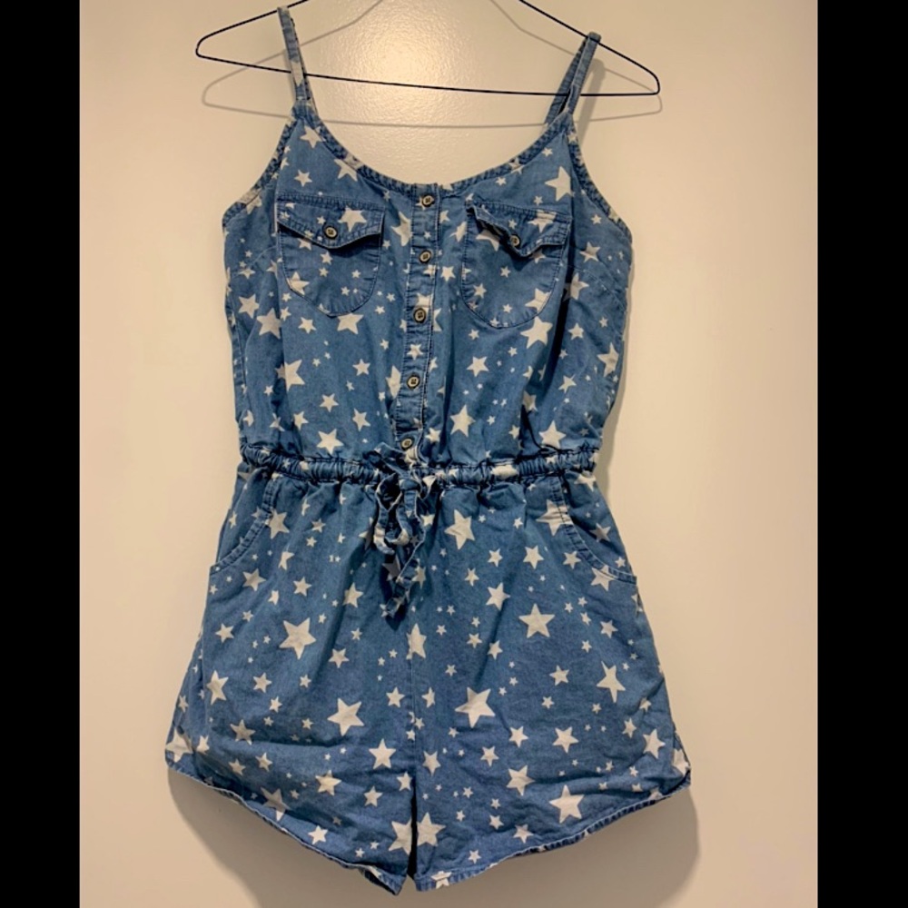 American Rag Star-Print Denim Romper